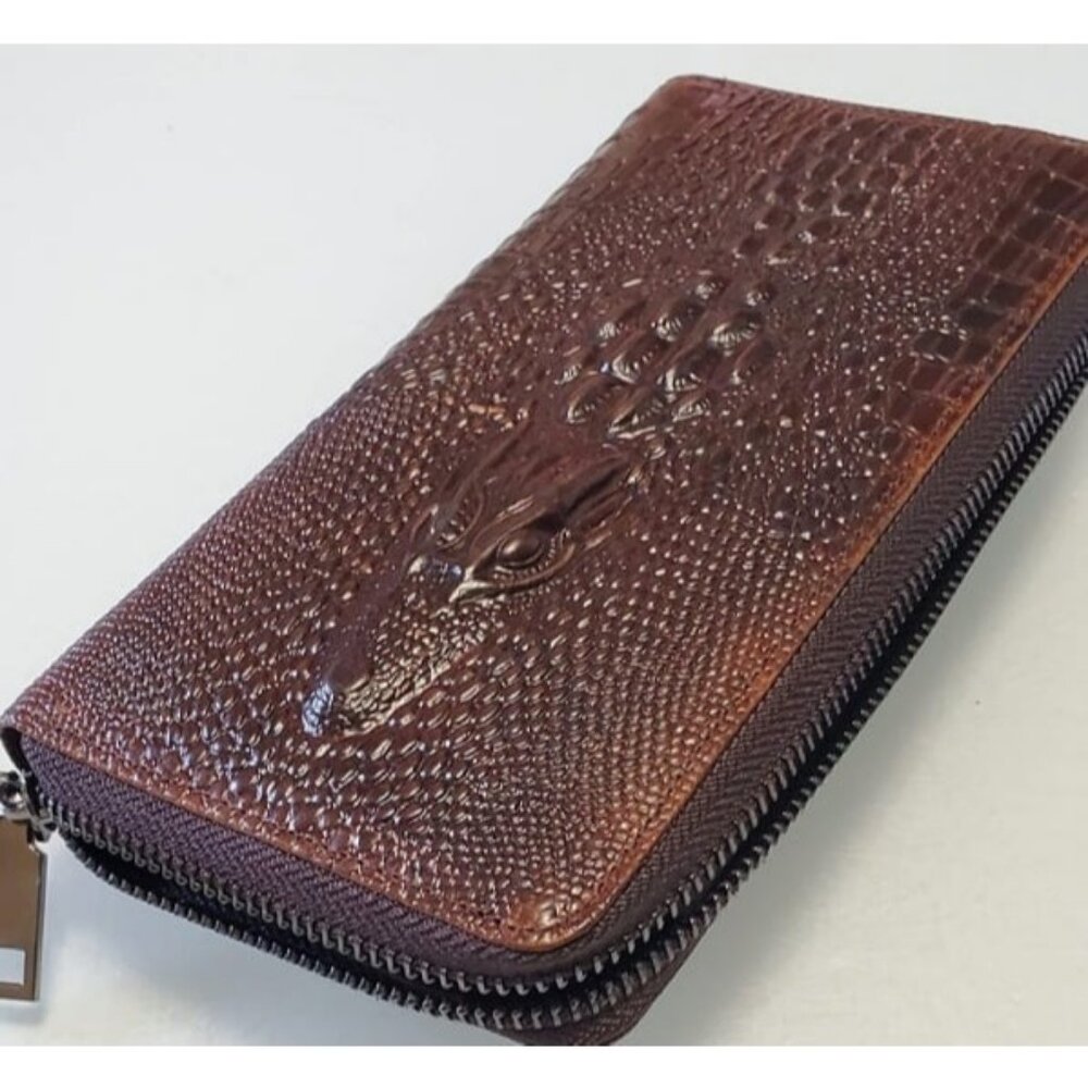 Genuine Leather Cool Long Wallets for Men Personalized Zip Around Wallet